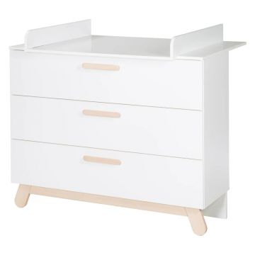 Comodă de copii albă joasă cu masă de schimbat 117x103 cm Clara – Roba