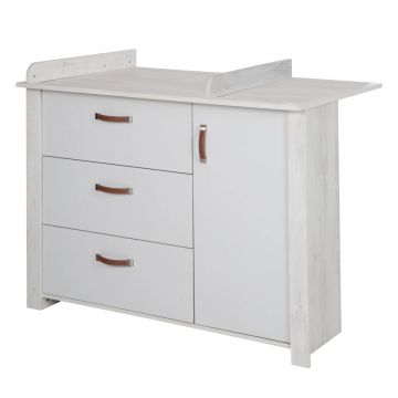 Comodă de copii albă joasă cu masă de schimbat 126x99 cm Mila – Roba