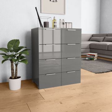 Servantă gri foarte lucios 60 x 35 x 76 cm PAL