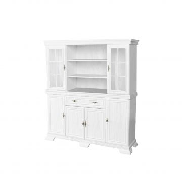 Set comoda living VM4 si vitrina VMN5, Alb Antichizat