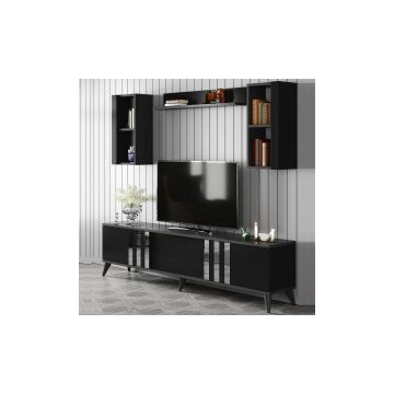 Ansamblu TV Chrome, 180x30x47 CM - Antracit/Negru