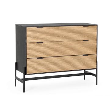 Bufet inferior Allycia, Bizzotto, 104 x 40 x 81.5 cm, lemn de frasin/MDF, negru/natural
