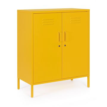 Bufet inferior Cambridge, Bizzotto, 2 rafturi reglabile, 80 x 40 x 101.5 cm, otel, galben