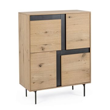Bufet inferior Stanwood, Bizzotto, 90 x 40 x 120 cm, MDF/furnir din lemn de stejar
