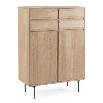 Bufet inferior Widald, Bizzotto, 90 x 40 x 130.5 cm, MDF/furnir din lemn de frasin, natural
