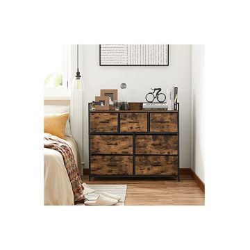 Comoda cu 7 sertare, Vasagle, 98 x 28.5 x 85, LTS137B01, Maro Rustic