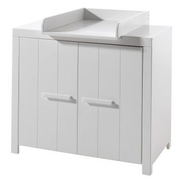 Comodă de copii albă joasă din lemn masiv de pin cu masă de înfășat 100x96 cm ERIK – Vipack