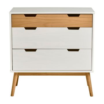 Comodă din lemn masiv de pin Marckeric Baku, înălțime 82 cm, maro - alb