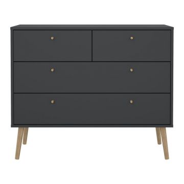 Comodă gri antracit joasă 99x82 cm Bodo – Tvilum