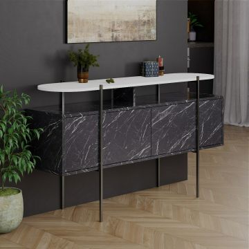 Comoda Hanley - 150x38x86.2 h cm, Alb/Gri Bendir