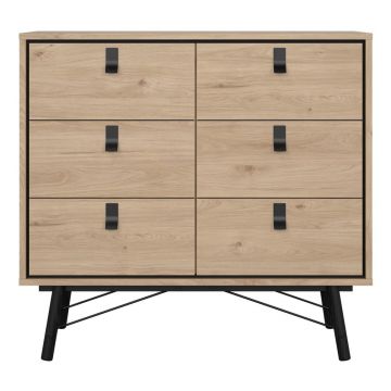 Comodă în culoare naturală joasă cu aspect de lemn de stejar 102x99 cm Ry – Tvilum