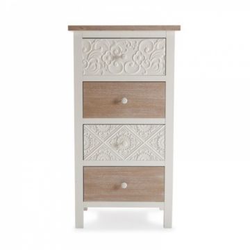 Comoda, Kelly, 30 x 85 x 45 cm, lemn, alb/natur