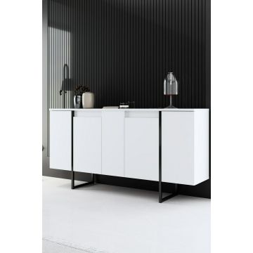 Comoda Luxe - 160x35x80 h cm, Alb/Negru