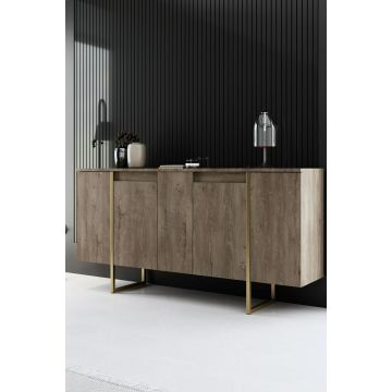 Comoda Luxe - 160x35x80 h cm, Nuc/Auriu