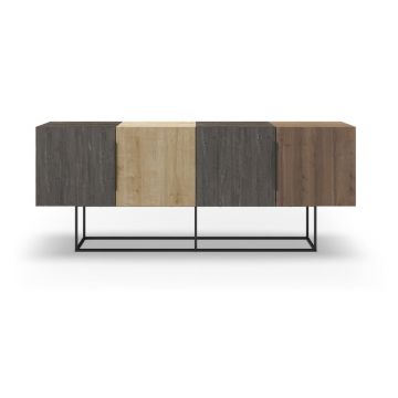 Comodă maro/în culoare naturală joasă cu aspect de lemn de stejar 200x80 cm Titan – Marckeric