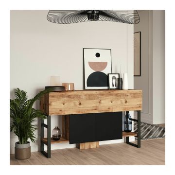 Comoda ML25, 138.8x43.3x83.6 cm, Pin Atlantic/Negru