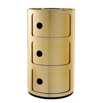 Comoda modulara Kartell Componibile 3 design Anna Castelli Ferrieri auriu metalizat