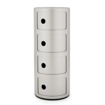 Comoda modulara Kartell Componibili 4 design Anna Castelli Ferrieri silver