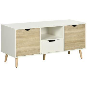 Comoda pentru TV de pana la 50 inch HOMCOM cu dulapuri si sertare, natural | Aosom Romania