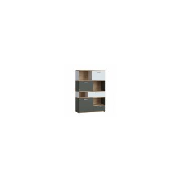COMODA REGAL TWENTY TWER01 3D2S, 115X40X167.6 CM , ALB/GRI/STEJAR