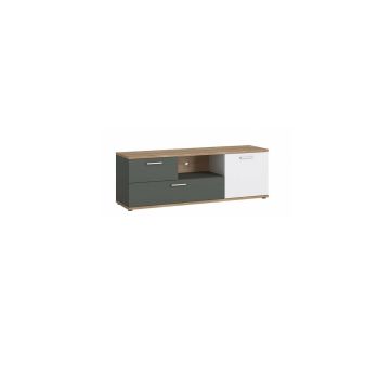 COMODA RTV TWENTY 1D2S TWEF01, 150X40X50.8 CM, ALB/GRI/STEJAR