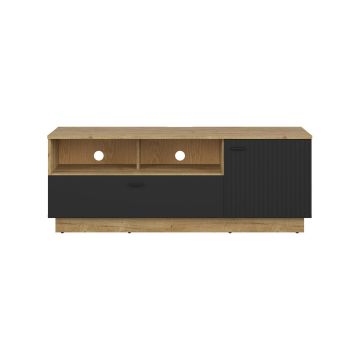 COMODA RTV ZENDA S-617-RTV1D1B-DWF/CA, 150X48X56.5, STEJAR WATERFORD/NEGRU