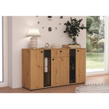 Comoda Salsa, 140x40x80 cm, Front MDF, Stejar Artisan