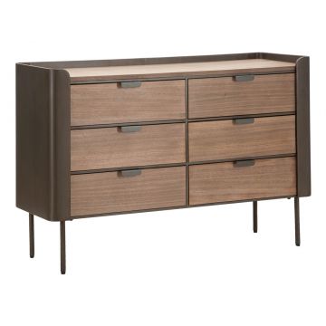 Comoda Toronto, Mauro Ferretti, 120x39x79 cm, lemn de brad/fier, gri/maro