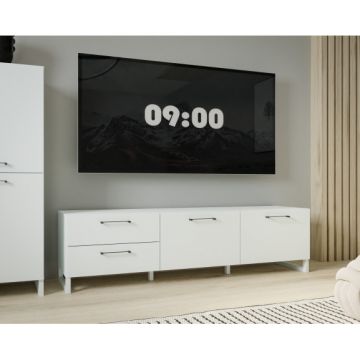 Comoda TV 2 Usi Si 2 Saltele Sibille, Gri Deschis, 164.6 Cm
