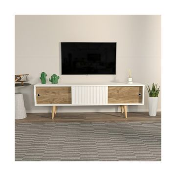 Comoda TV Ecrin, 160x34.5x45 cm - Alb/Nuc
