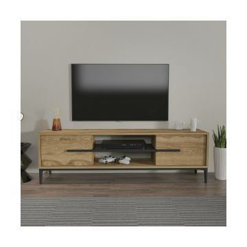 Comoda TV Eslem, 120x29,6x43,6 CM - Stejar/Negru