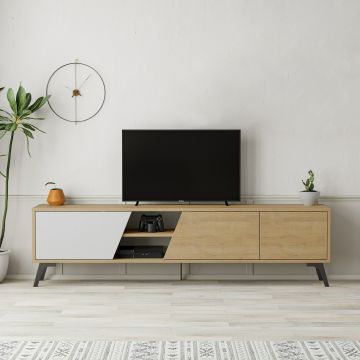 Comoda TV Fiona, 180x35.6x48 CM - Stejar/Alb