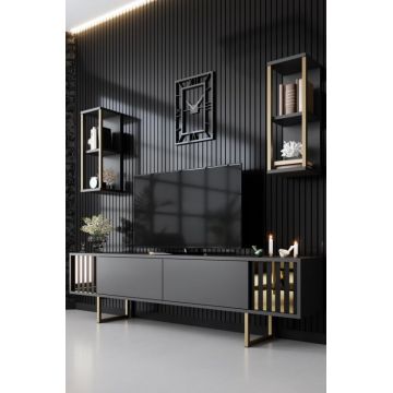 Comodă TV Gold, Antracit- Negru