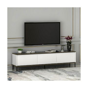 Comoda TV Imaj, 180x35x45 cm, Alb/Negru