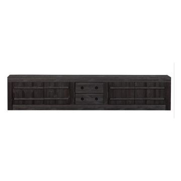 Comodă TV maro închis din lemn de pin 220x45 cm Hiku – BePureHome