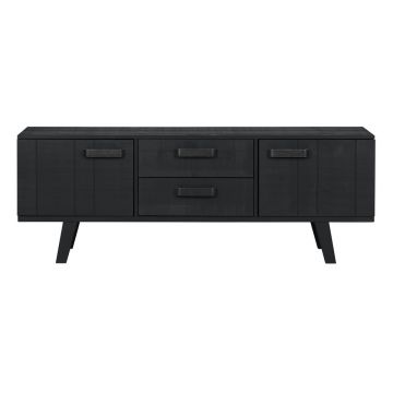 Comodă TV neagră din lemn de pin 150x55 cm Watch – De Eekhoorn