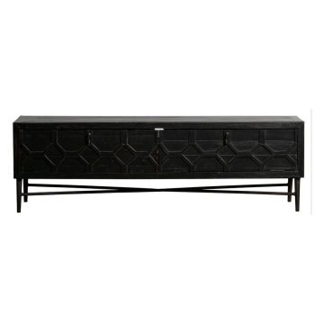 Comodă TV neagră din lemn reciclat 160x50 cm Bequest – BePureHome Comodă TV neagră din lemn reciclat 160x50 cm Bequest – BePureHome