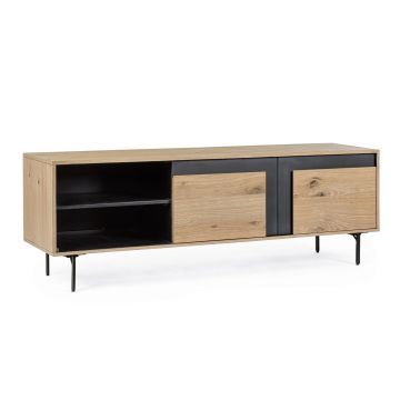 Comoda TV Stanwood, Bizzotto, 160 x 40 x 57 cm, MDF/furnir din lemn de stejar
