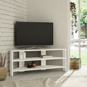 Comoda TV Thales Corner, 114x36x45 CM - Alb