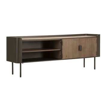 Comoda TV Toronto, Mauro Ferretti, 150x42x58 cm, lemn de brad/fier, gri/maro