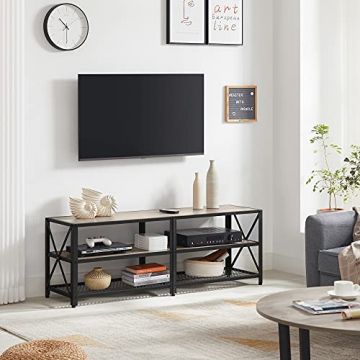 Comoda TV, Vasagle, Negru-Ivoar, 140x39x52 cm