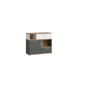 COMODA TWENTY 1D2S TWEK01, 100X40X86, ALB/GRI/STEJAR