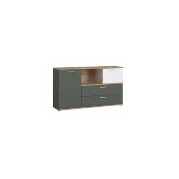 COMODA TWENTY 2D2S TWEK02,150X40X86 CM, ALB/GRI/STEJAR