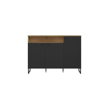 COMODA ZENDA S617-KOM3D/150/U-DWF/CA, 150x42x108.5 CM, STEJAR WATERFORD/NEGRU