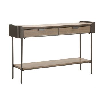 Consola Toronto, Mauro Ferretti, 120x31x72 cm, lemn de brad/fier, gri/maro