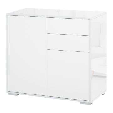 Dulapior cu sertare si 2 Dulapioare cu polite reglabile, Deschidere prin Presiune 79x36x74cm HOMCOM | Aosom Romania