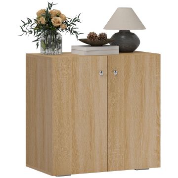 Dulapior Multifunctional cu 2 Usi din Lemn, Manere din Aluminiu, picioare anti-zgariere 70x39x70cm HOMCOM | Aosom Romania
