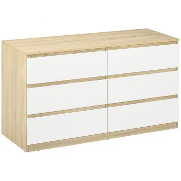 HOMCOM Comoda cu Sertare, Unitate de Organizare a Depozitarii cu 6 Sertare pentru Dormitor, Camera de Zi, Alb | Aosom Romania