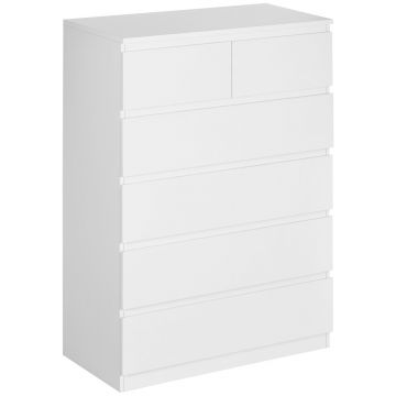HOMCOM Comodă, Dulap de Depozitare cu 6 Sertare pentru Dormitor, Living, 80x39x115 cm, Alb | Aosom Romania