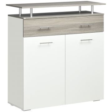 HOMCOM Dulap pentru Bucătărie și Sufragerie, din Plăci Aglomerate, cu Rafturi Reglabile, Sertar și 2 Rafturi Deschise, Design Modern | Aosom Romania